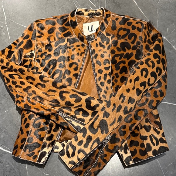 Understated Leather Leopard Print Leather Jacket - Picture 6 of 9